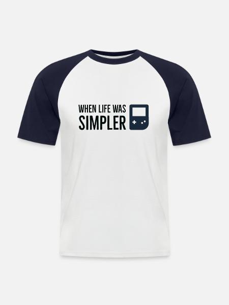 When life was simpler. Gamer - Men's Baseball T-Shirt - white/navy
