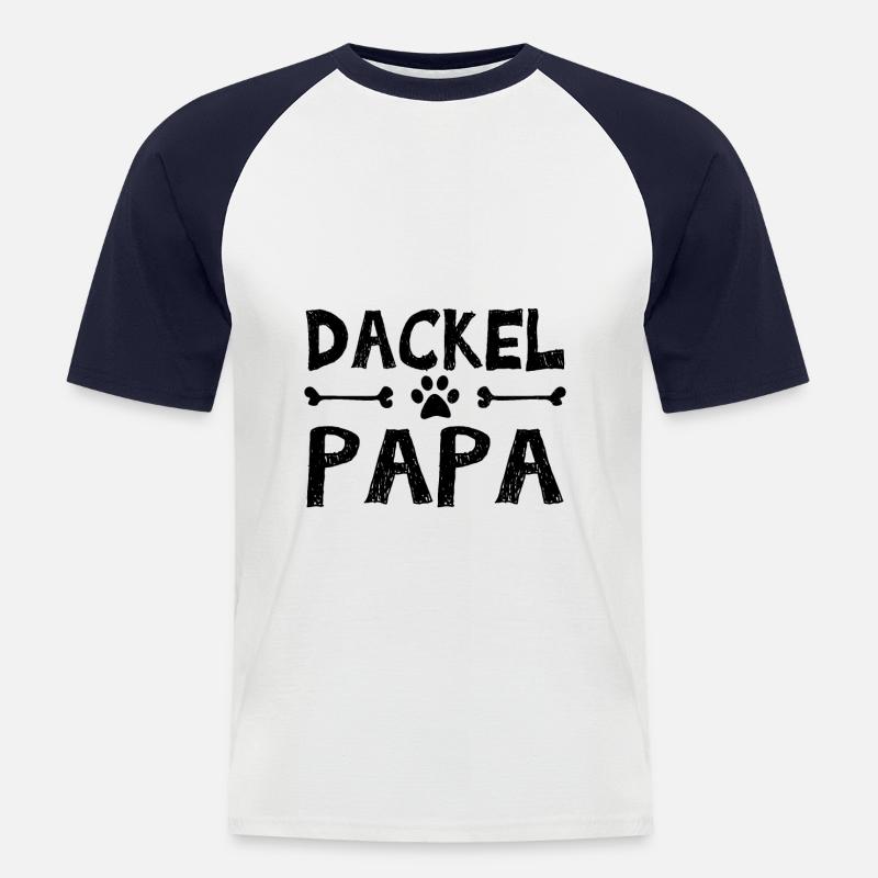 Dackel Vater - Männer Baseball-T-Shirt - Weiß/Navy
