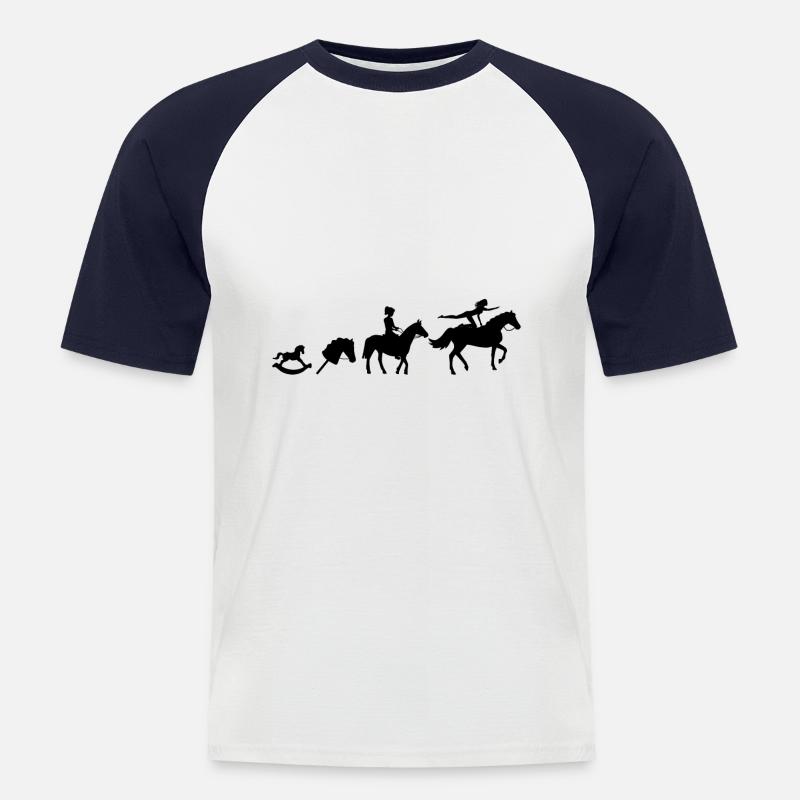Evolution Voltigieren Reiten - Männer Baseball-T-Shirt - Weiß/Navy