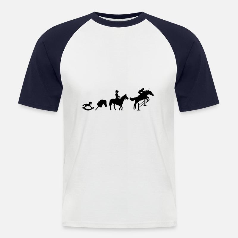 Evolution Springreiter - Männer Baseball-T-Shirt - Weiß/Navy