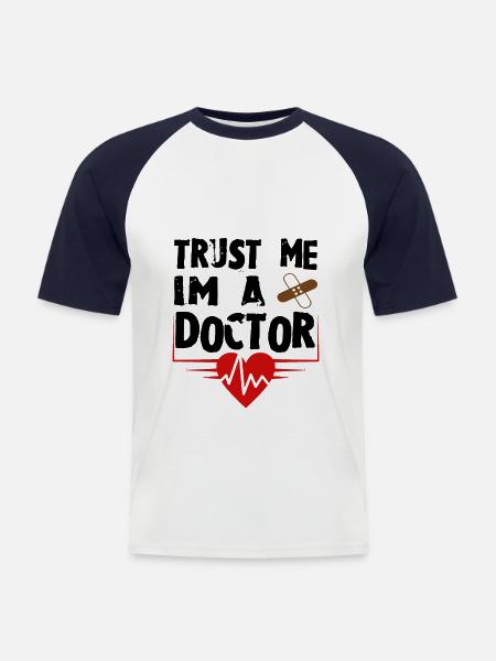 Bin Arzt - Männer Baseball-T-Shirt - Weiß/Navy