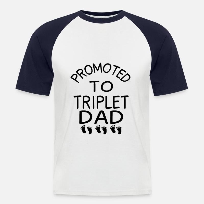 Triplets dad - Männer Baseball-T-Shirt - Weiß/Navy