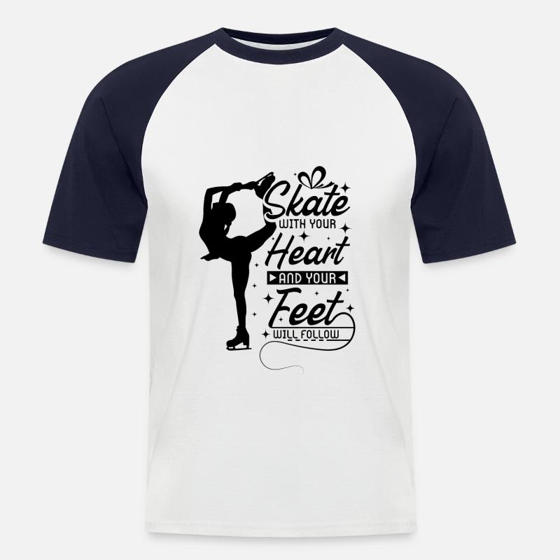 Heart Eiskunstlauf - Männer Baseball-T-Shirt - Weiß/Navy