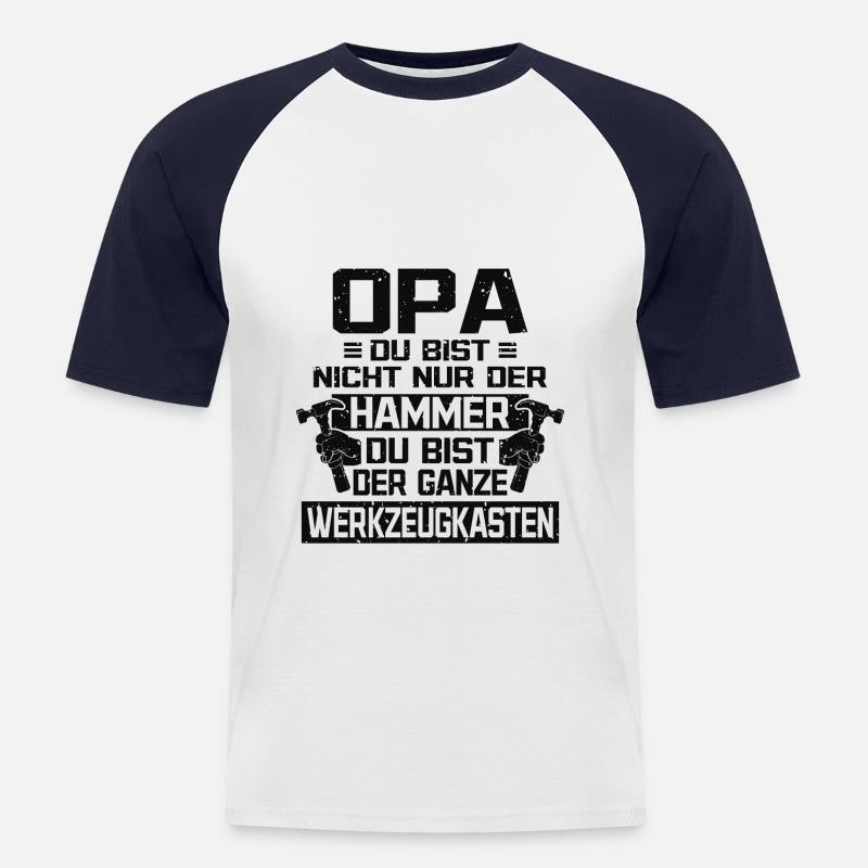 Opa werzeugkasten - Männer Baseball-T-Shirt - Weiß/Navy
