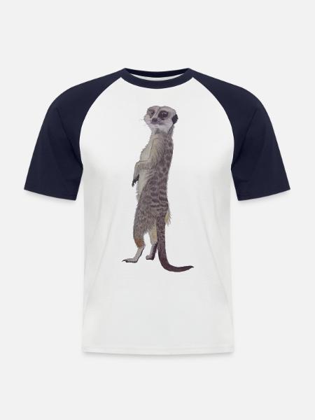 upright meerkat - Men's Baseball T-Shirt - white/navy