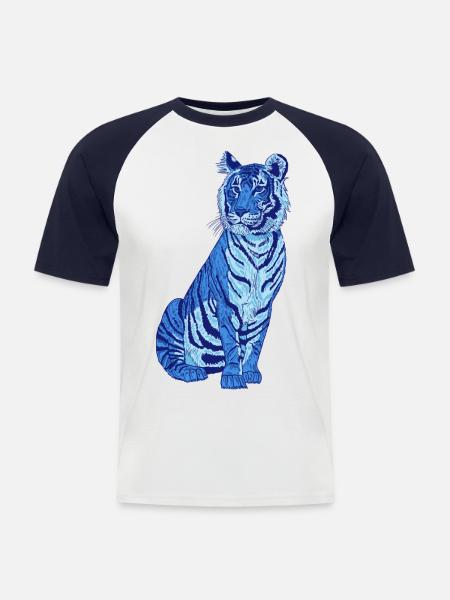 Tiger blue - Men's Baseball T-Shirt - white/navy
