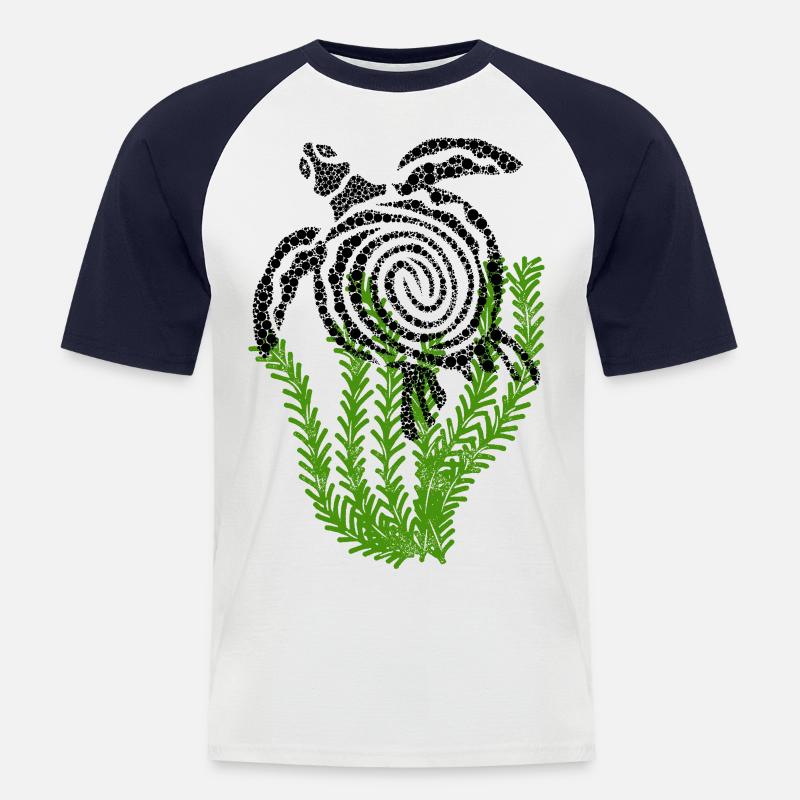Schildkröte abstrakt - Männer Baseball-T-Shirt - Weiß/Navy