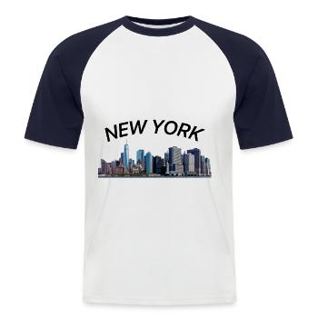 New York NewYork City - Männer Baseball-T-Shirt - Weiß/Navy - Vorne - Nik (191cm)