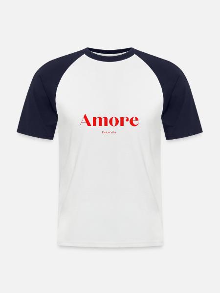 t shirt amore dolce vita cadeau - T-shirt baseball manches courtes Homme - blanc/marine