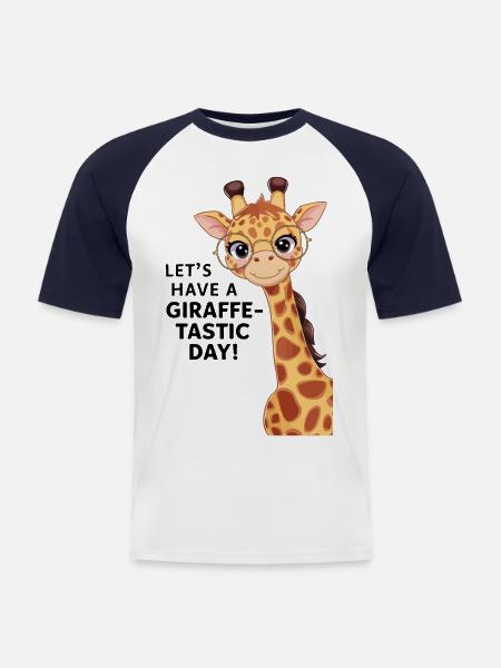 Let’s have a fantastic day - Funny giraffe - Men's Baseball T-Shirt - white/navy