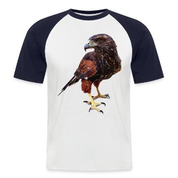 L’aigle rouge et noir - T-shirt baseball manches courtes Homme - blanc/marine - Devant - Nik (191cm)