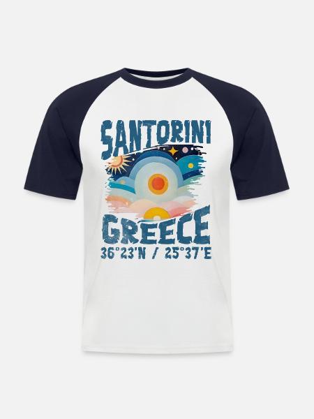 Grecia isole dell'egeo - Maglia da baseball a manica corta da uomo - bianco/navy