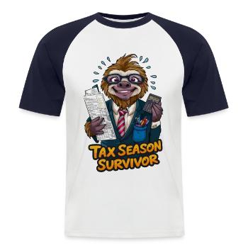 Steuersaison Überlebender - Männer Baseball-T-Shirt - Weiß/Navy - Vorne - Nik (191cm)
