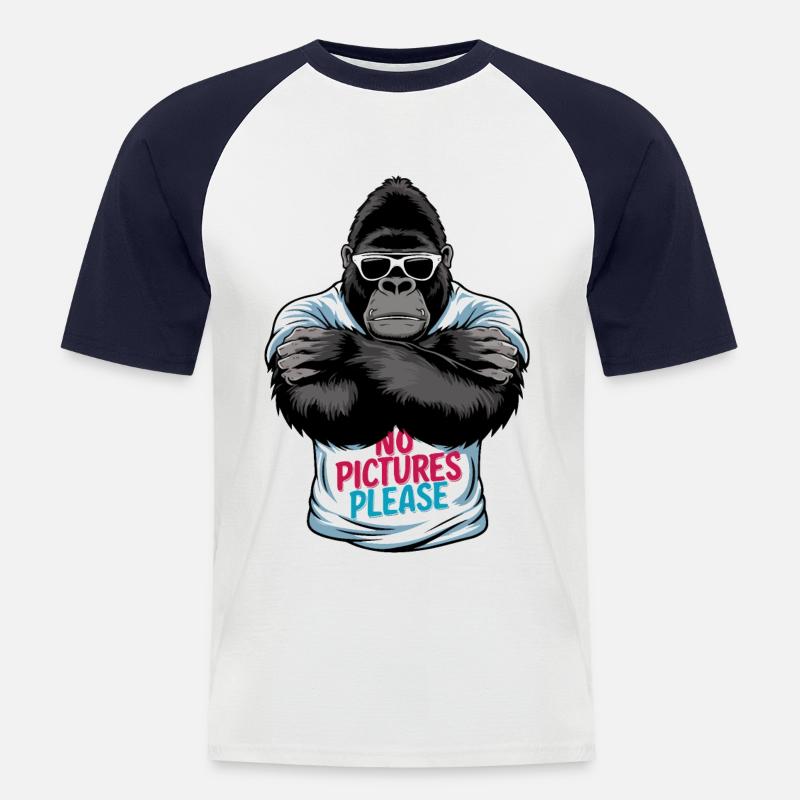 Keine Bilder bitte - Männer Baseball-T-Shirt - Weiß/Navy