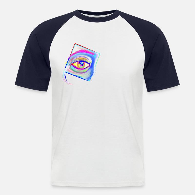 Einblick - Männer Baseball-T-Shirt - Weiß/Navy