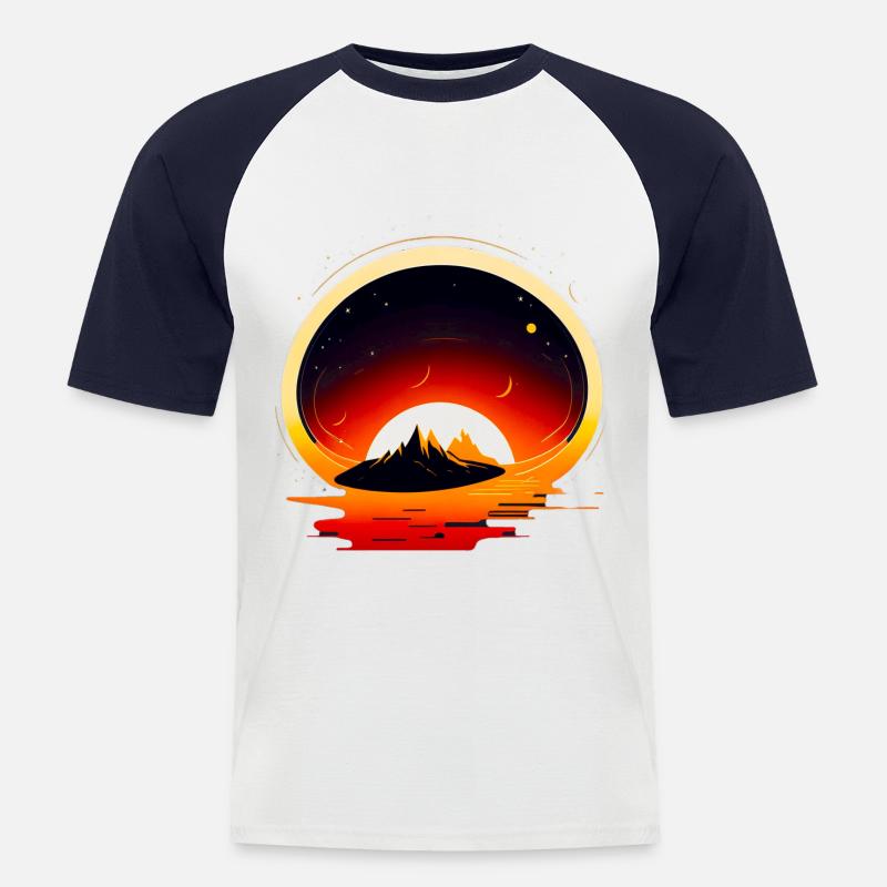 Space View / Mars - Männer Baseball-T-Shirt - Weiß/Navy