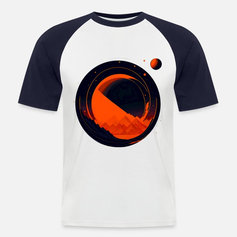 Space View / Mars 02 - Männer Baseball-T-Shirt - Weiß/Navy