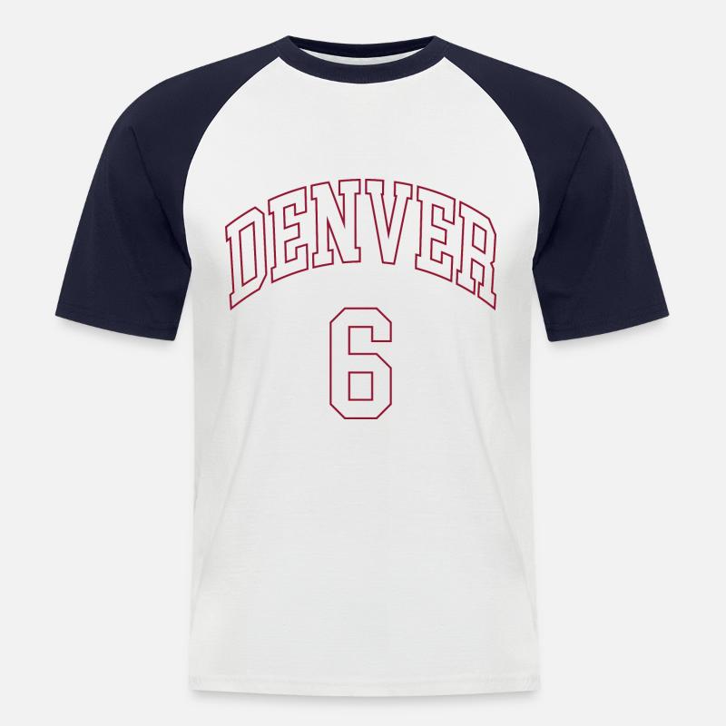 Denver 6 - Männer Baseball-T-Shirt - Weiß/Navy