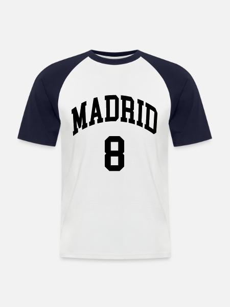 Madrid 8 - Männer Baseball-T-Shirt - Weiß/Navy