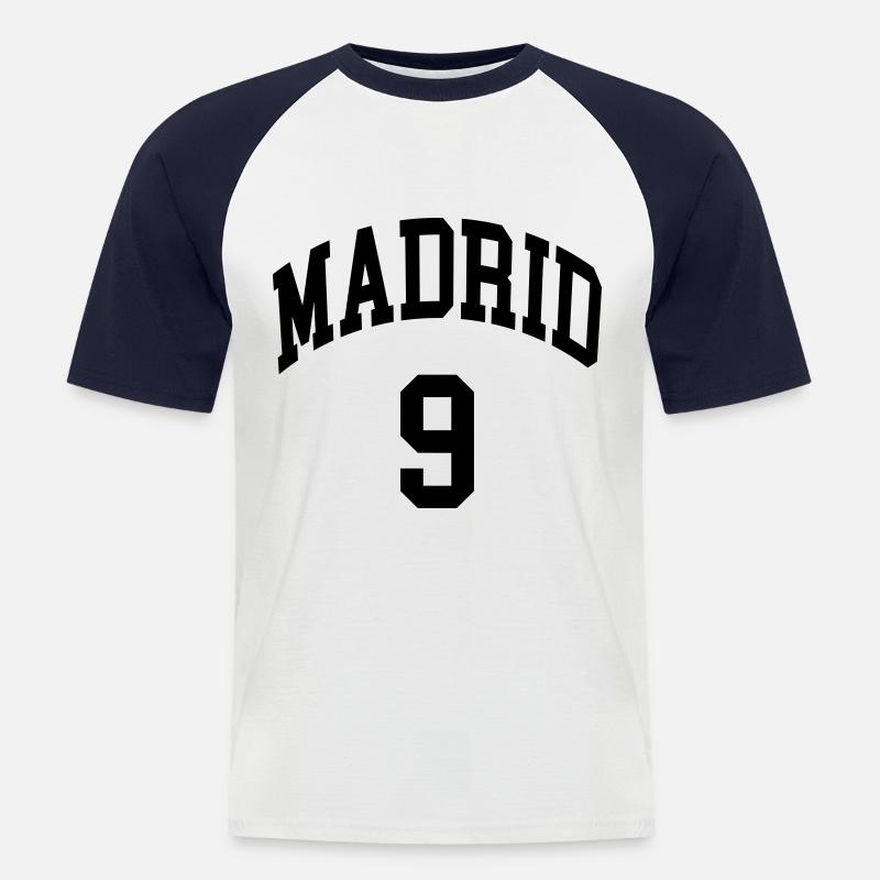 Madrid 9 - Männer Baseball-T-Shirt - Weiß/Navy