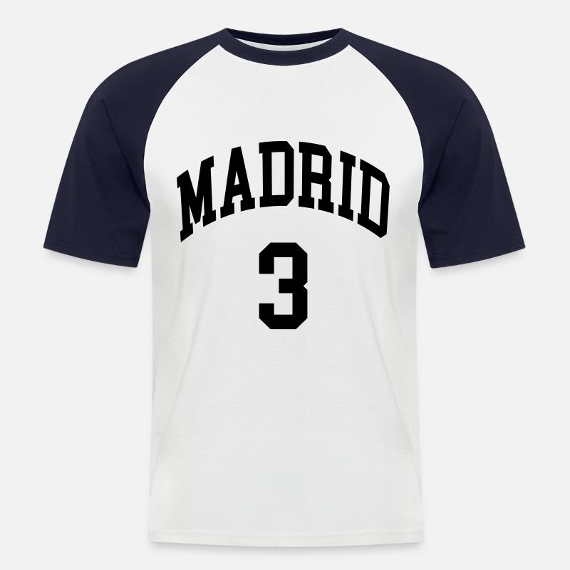 Madrid 3 - Männer Baseball-T-Shirt - Weiß/Navy