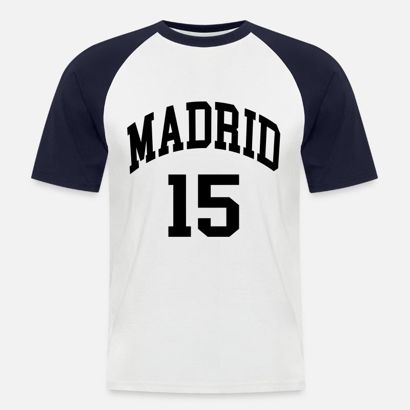 Madrid 15 - Männer Baseball-T-Shirt - Weiß/Navy