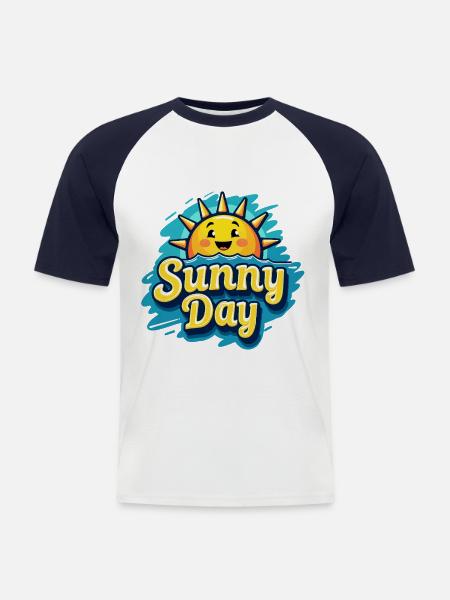 Sunny Day Sun S - Men's Baseball T-Shirt - white/navy