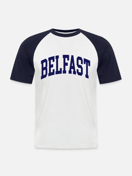 Belfast - Männer Baseball-T-Shirt - Weiß/Navy