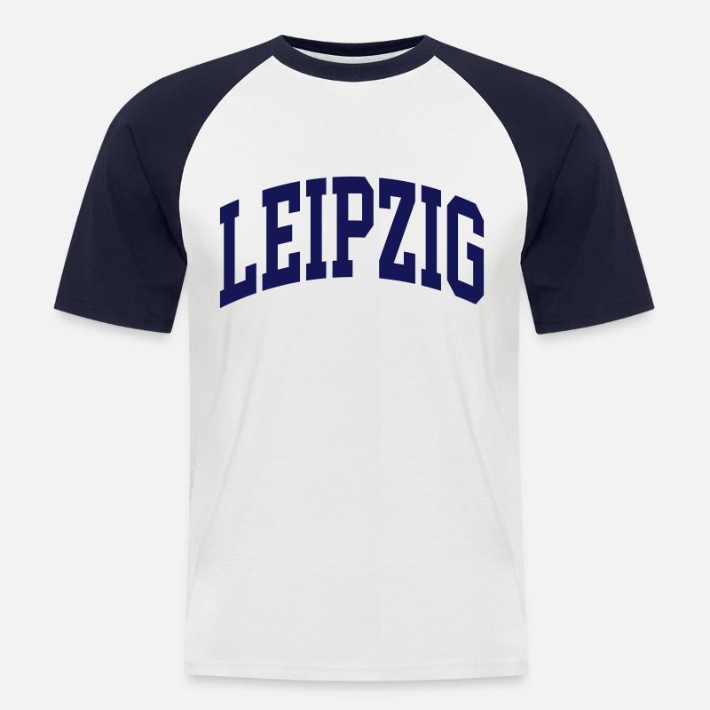 Leipzig - Männer Baseball-T-Shirt - Weiß/Navy