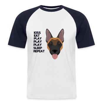 Belgian Shepherd Colorful - Men's Baseball T-Shirt - white/navy - Front - Nik (191cm)