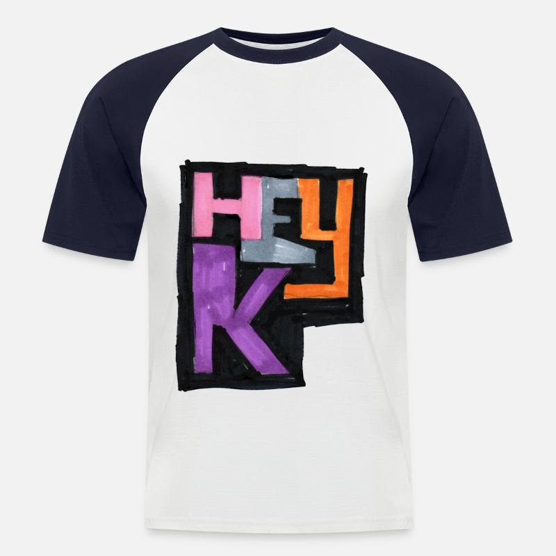 hey K Logo - Männer Baseball-T-Shirt - Weiß/Navy