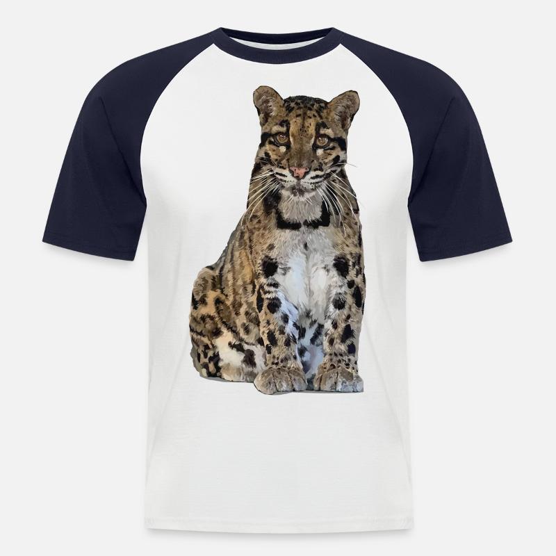 Clouded leopard - Men's Baseball T-Shirt - white/navy