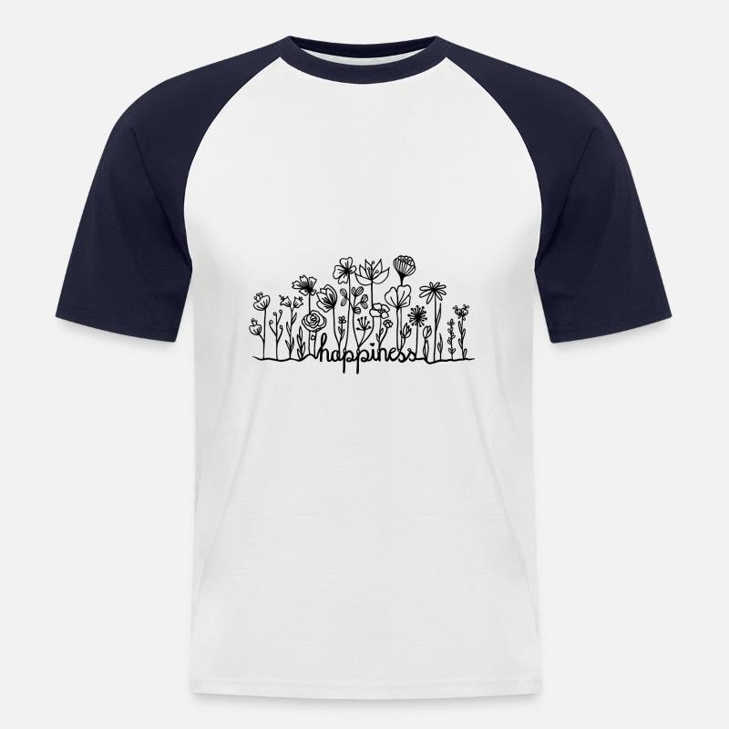 Blühende Blumen | Happiness | Statement | Joyful - Männer Baseball-T-Shirt - Weiß/Navy