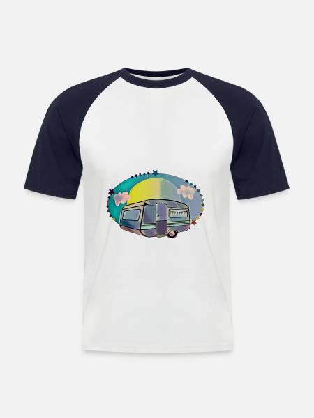 Camping campers caravan love - Men's Baseball T-Shirt - white/navy