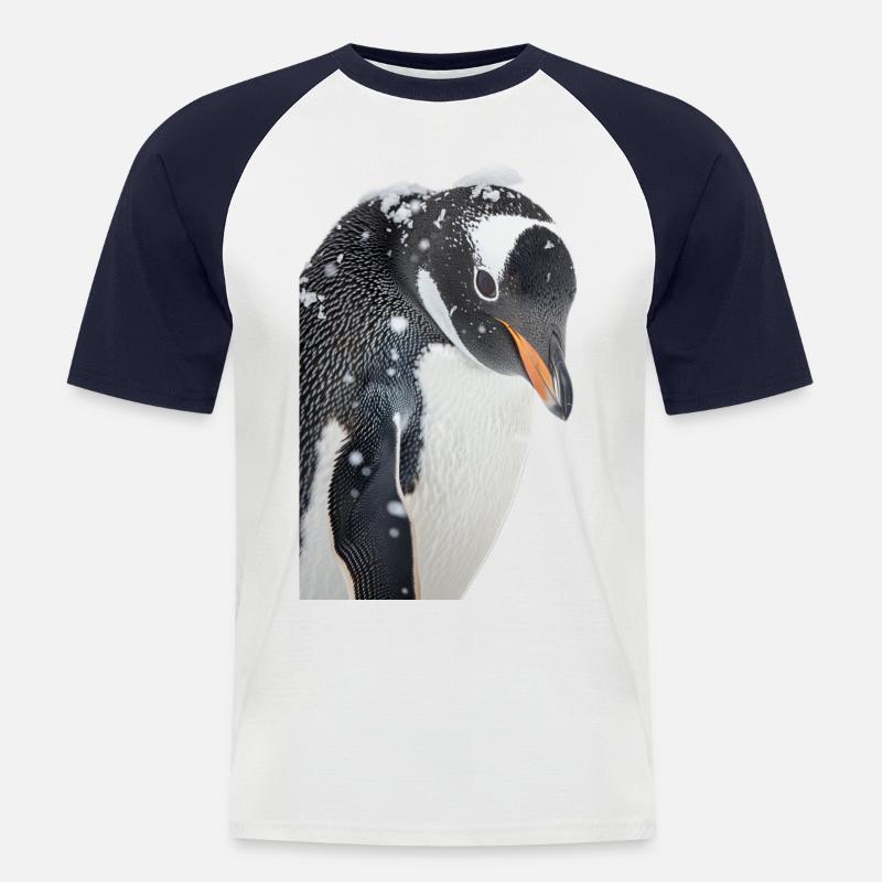 Pinguin - Männer Baseball-T-Shirt - Weiß/Navy