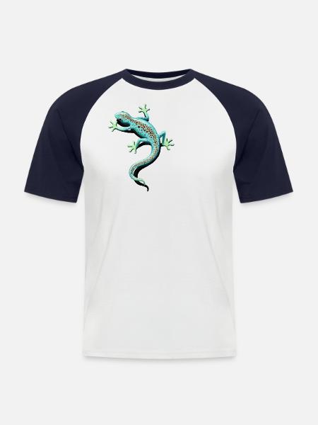 spotted gecko - Men's Baseball T-Shirt - white/navy