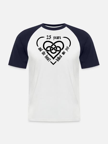 Silver Wedding 25th Anniversary Men Gift Idea - Men's Baseball T-Shirt - white/navy