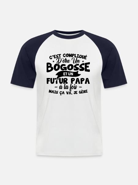 Bogosse et futur papa - T-shirt baseball manches courtes Homme - blanc/marine