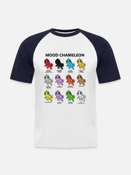 Humør Moody Kamæleon Tegn Sjove dyr - Kortærmet herre-baseballshirt - hvid/marineblå