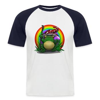 Magischer Frosch - Männer Baseball-T-Shirt - Weiß/Navy - Vorne - Nik (191cm)