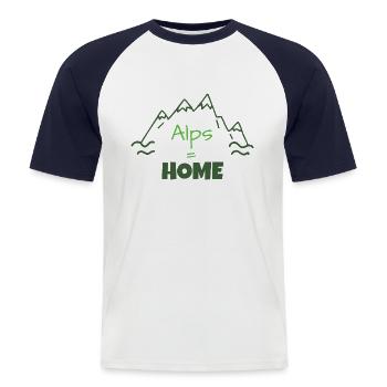 Alps = home - Men's Baseball T-Shirt - white/navy - Front - Nik (191cm)
