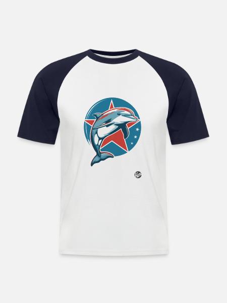 Socialism Communism Dolphin - Men's Baseball T-Shirt - white/navy