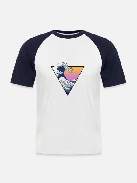 waves - Men's Baseball T-Shirt - white/navy