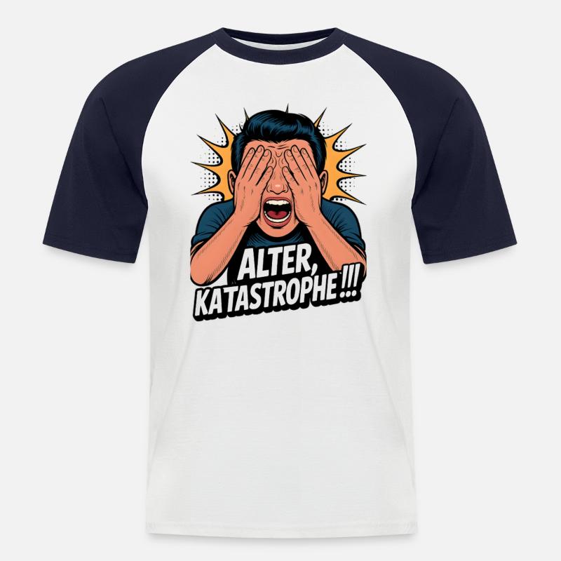 Alter Katastrophe Lustiger Spruch Meme - Männer Baseball-T-Shirt - Weiß/Navy