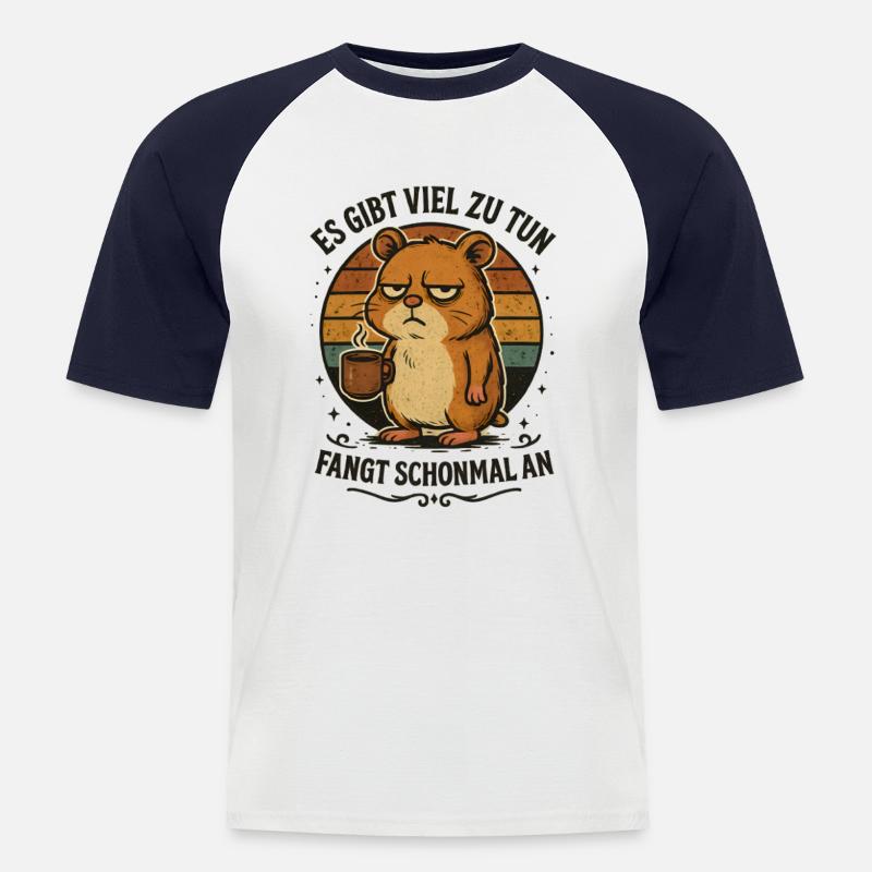 Lustiger Hamster Kaffee schlechte Laune - Männer Baseball-T-Shirt - Weiß/Navy