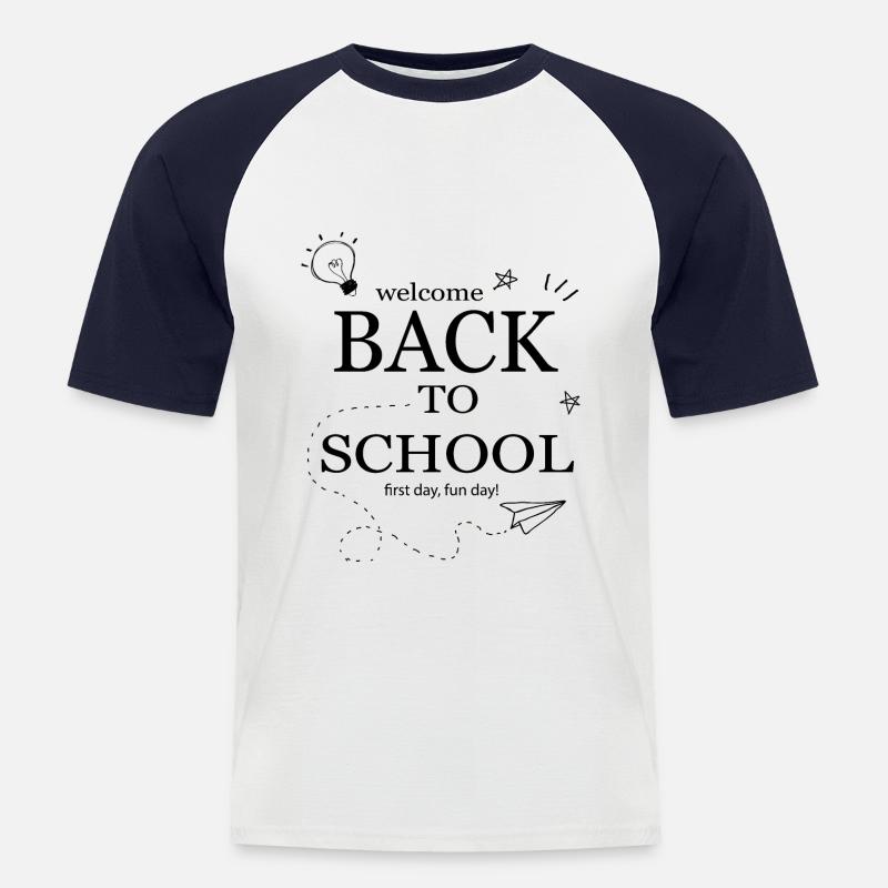 Willkommenslippe zum Beginn des Schuljahres - Männer Baseball-T-Shirt - Weiß/Navy