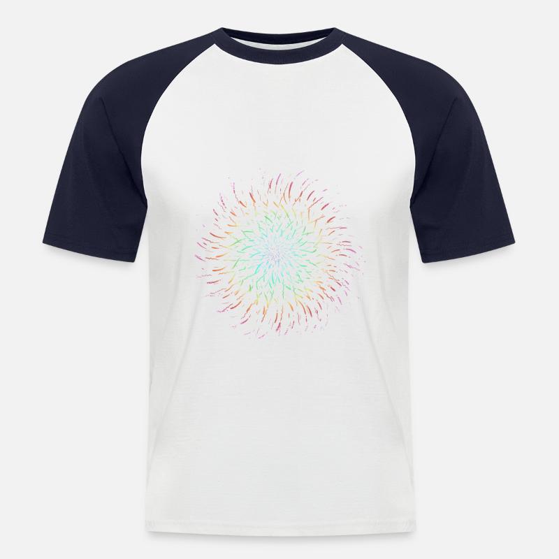 Psychedelisch Regenbogen Strahlen Sonne - Männer Baseball-T-Shirt - Weiß/Navy