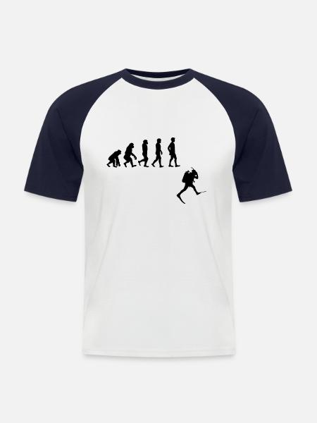 Evolution Freitauchen Freitauchen Plongée - Männer Baseball-T-Shirt - Weiß/Navy
