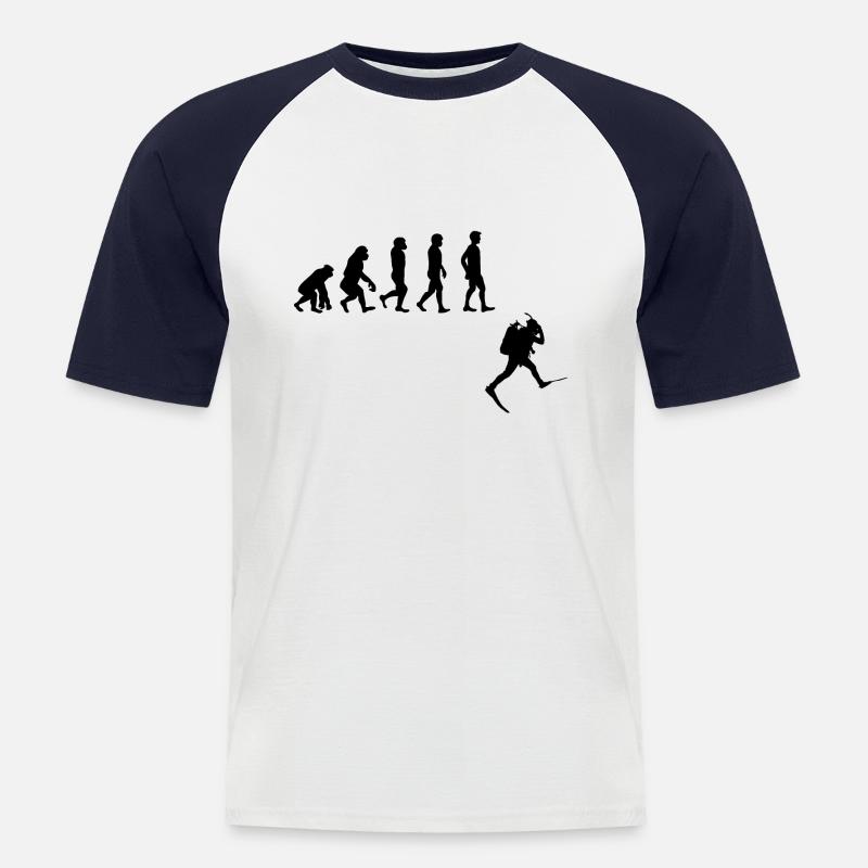 Evolution Freediving Free Diving Plongée - T-shirt baseball manches courtes Homme - blanc/marine