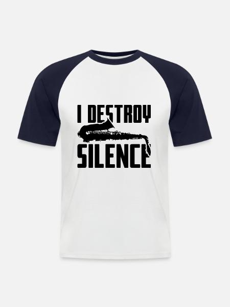 Saxophone crazy - Men's Baseball T-Shirt - white/navy